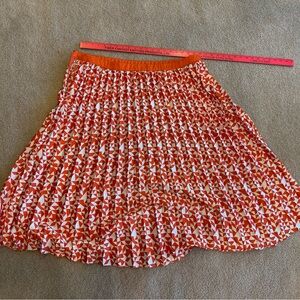 Future Collective Plus Size Orange Geometric Pleated Skirt